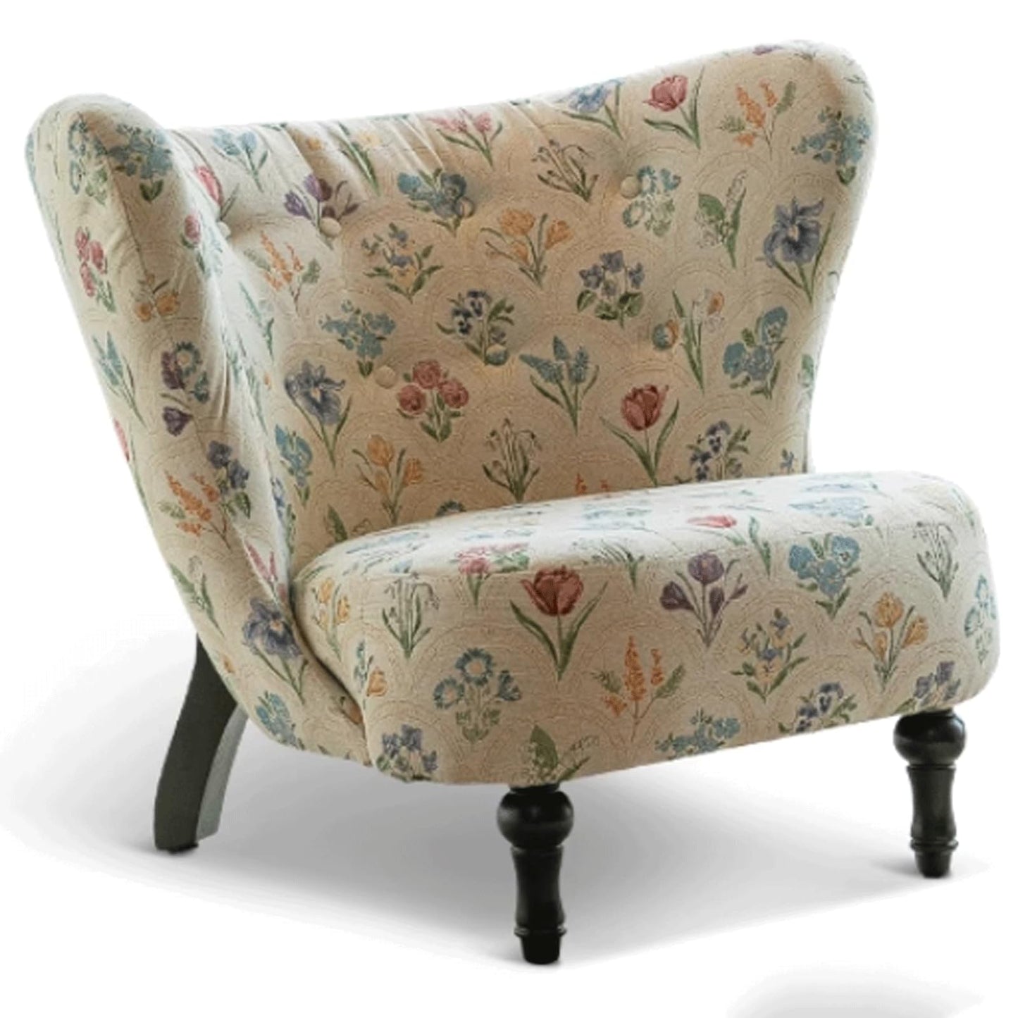 Audara-Floral Fabric Leisure Single Sofa Chair 34 Inch Small-Sized Compact Living Room Chairs with Wrap Around Wingback Chair Furniture Suitable for Bedrooms, Offices, and Hotels