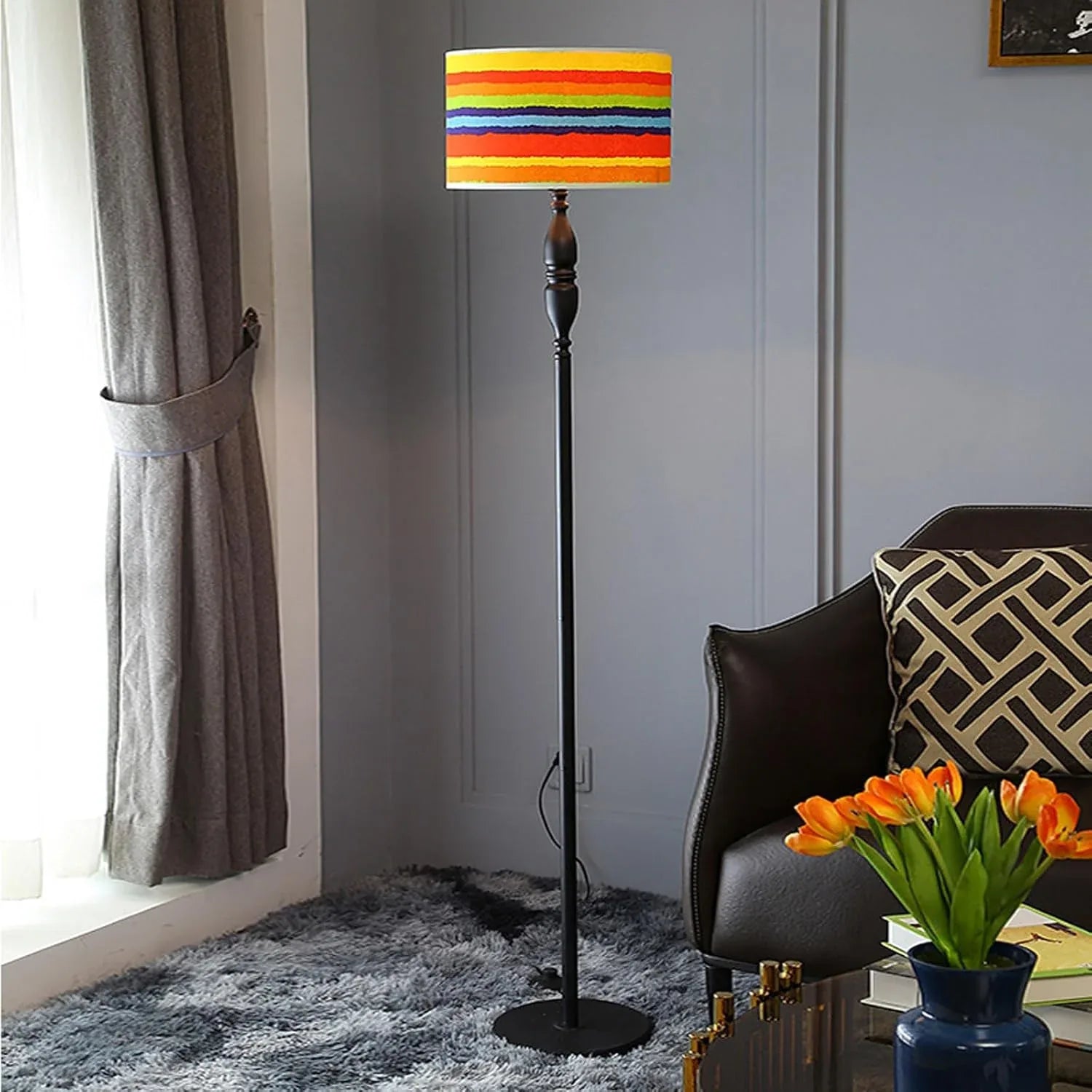 Audara-Personalized Creative Study Office Linen Floor Lamp Single Light Source E26 Bedroom Living Room Sofa Beside Standing Lamp H60in Backdrop Office Torchiere Villa Mall Lighting Fixture