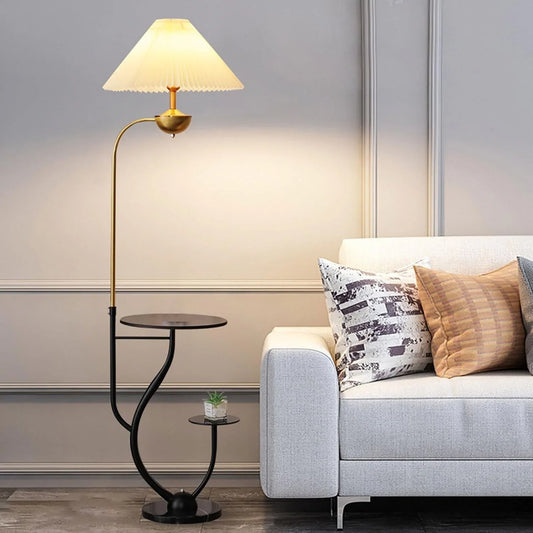 Audara-Creative Double Coffee Table Bedroom Living Room Floor Lamp H64” 3 Color Dimmer Metal Fabric Standing Lamp Study Office Decor Torchiere Farmhouse B&B Restaurant Showroom Lighting Fixture
