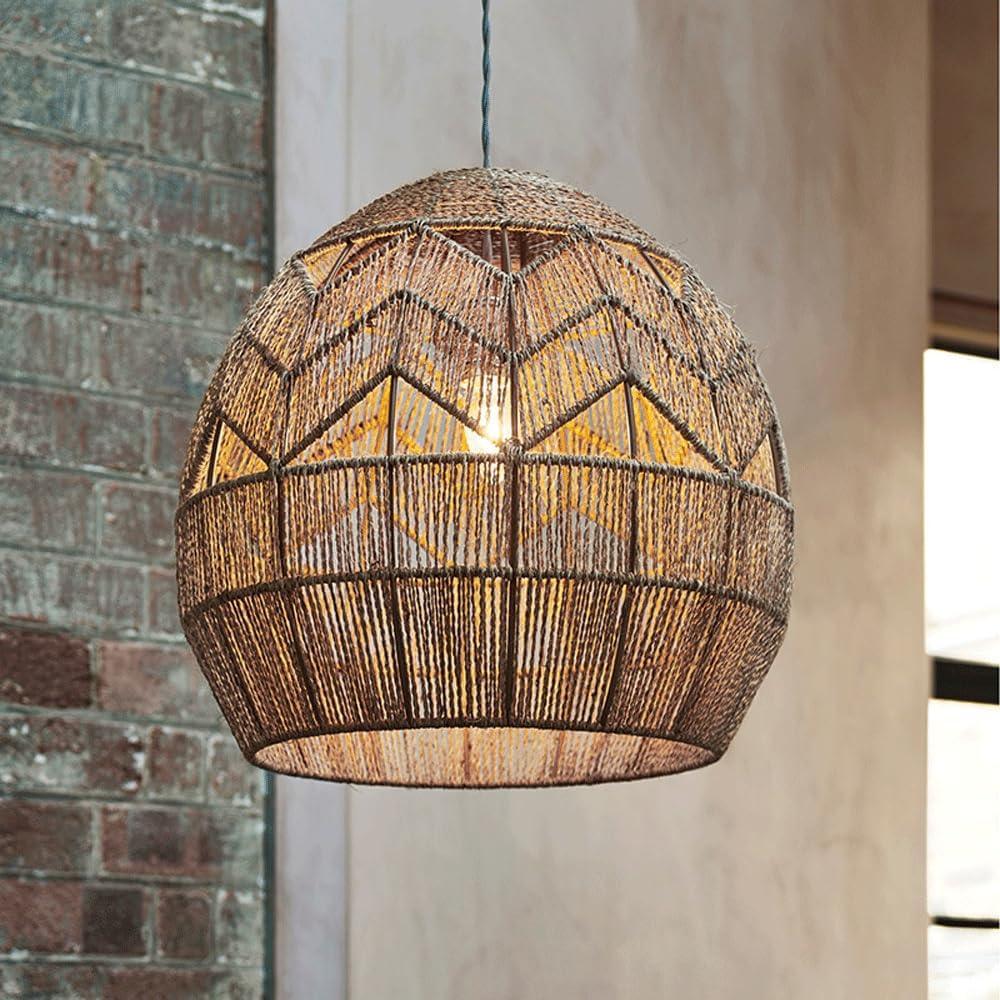 Audara-16-inch Woven Pendant Light Metal Frame Paired With Jute Rope Rustic Yet Sophisticated Appearance Retro Without Appearing Old-fashioned Bohemian, Wabi-sabi, Tropical—a Multi-style Ceiling Light