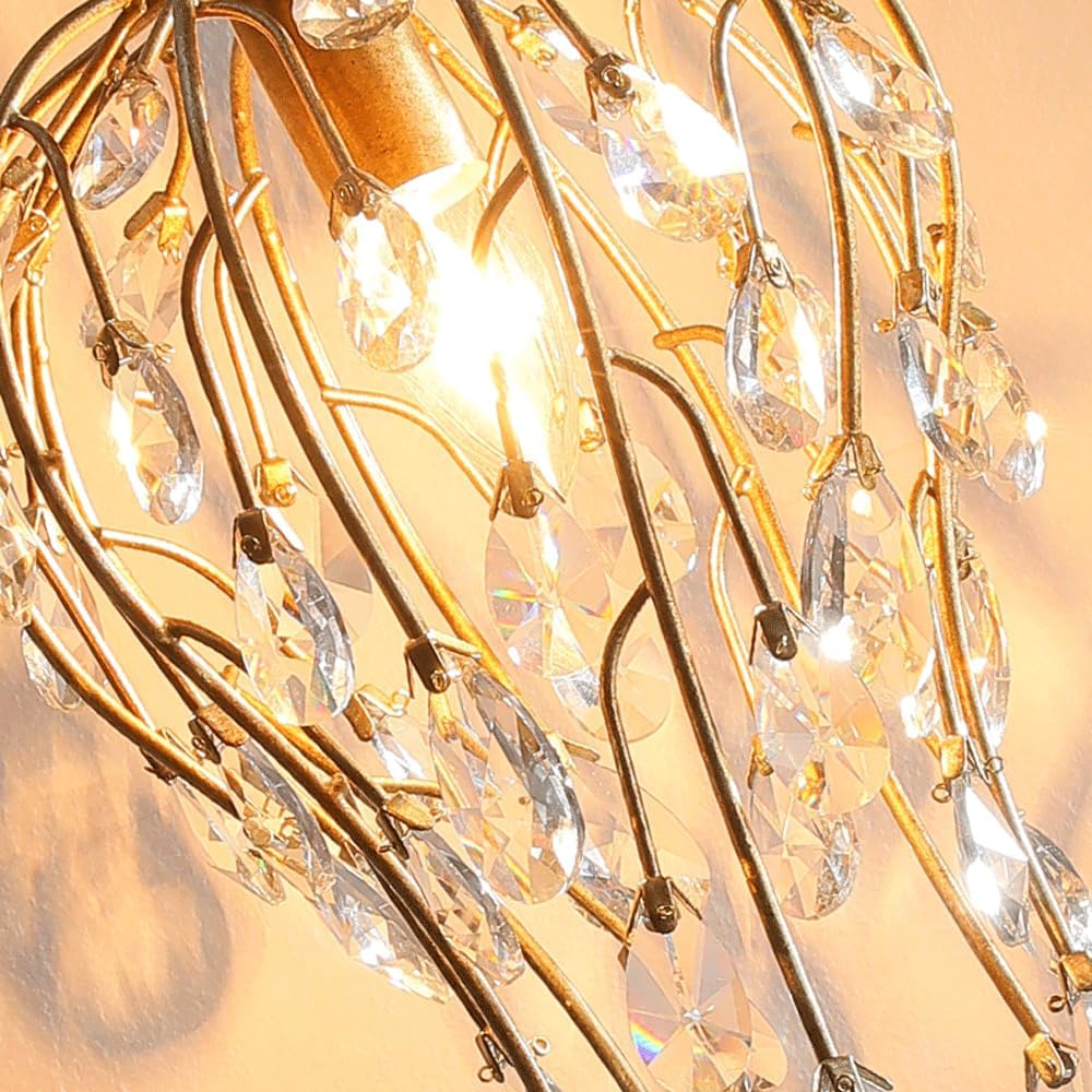 Audara-Crystal Pendant Light, 9 Inches In Diameter, Bohemian Style, Creative Decorative Light Fixture That Easily Adapts To Various Spaces: Bedroom, Hotel, Study, Living Room, Kitchen Island, Entryway