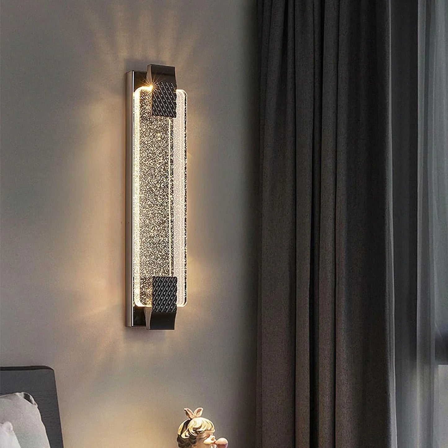 Audara-Long Crystal Wall Light Luxury LED Hardwired Wall Sconce Entrance Hallway Corridor Wall Lamp Living Room Feature Wall Wall Light Fixtures
