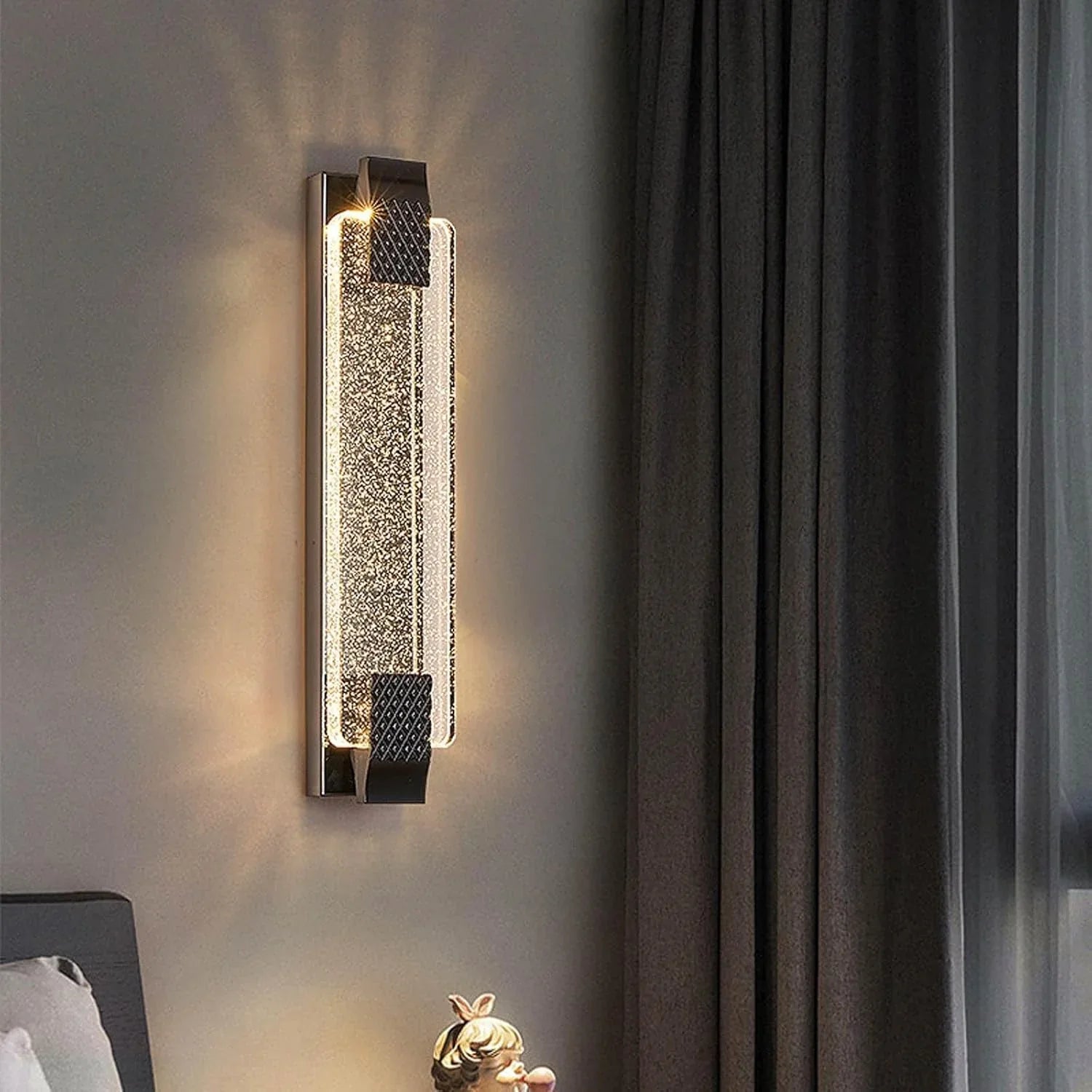 Audara-Long Crystal Wall Light Luxury LED Hardwired Wall Sconce Entrance Hallway Corridor Wall Lamp Living Room Feature Wall Wall Light Fixtures