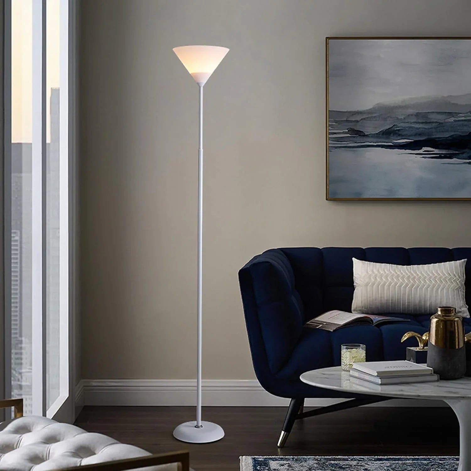 Audara-Modern Simple Metal Acrylic Floor Lamp 1/2 Light Source E26 H67’ Bedroom Living Room Sofa Beside Standing Lamp Restaurant Hotel Torchiere Farmhouse B&B Cafe Decoration Lighting Fixture