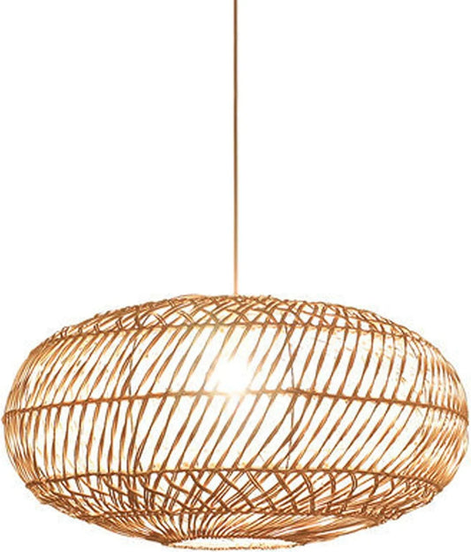 Audara-22in Woven Pendant Light Rattan Bohemian Wabi-Sabi Tropical Multi-Style Ceiling Light Fixture Suitable for Bedrooms, Hotels, Study Rooms, Dining Areas, Entryways, and More Retro Lamp