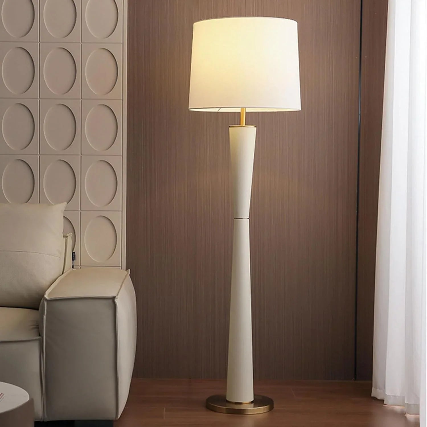 Audara-Scandinavian Modern Bookshelf Side Bedroom Bedside Floor Lamp Remote Control Dimming Timing Handmade Fabric Standing Lamp H61.4’ Office Living Room Torchiere Library Decorative Lighting Fixture