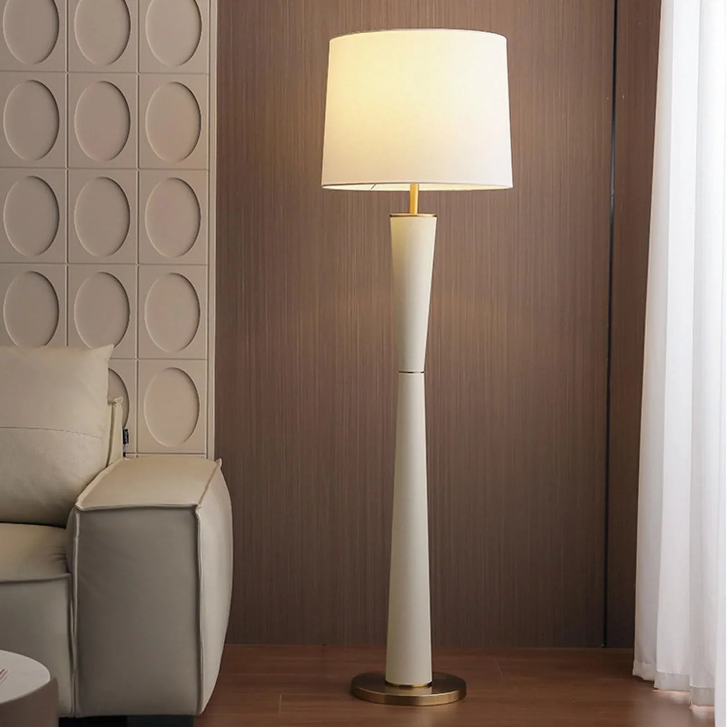 Audara-Scandinavian Modern Bookshelf Side Bedroom Bedside Floor Lamp Remote Control Dimming Timing Handmade Fabric Standing Lamp H61.4’ Office Living Room Torchiere Library Decorative Lighting Fixture White