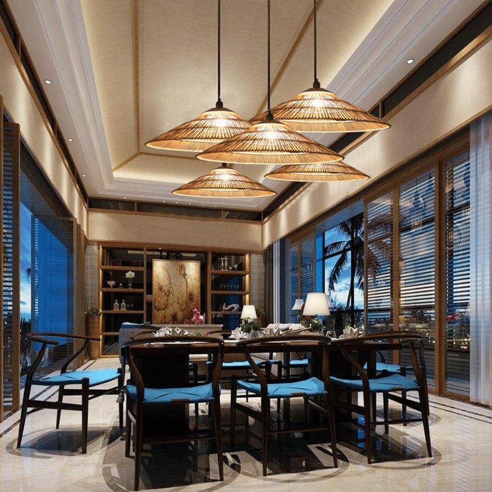 Audara-28-inch Woven Pendant Light Bohemian, Wabi-Sabi, and Multi-Style Ceiling Light Fixture Suitable for Bedrooms, Hotels, Study Rooms, Dining Areas, Entryways, and More Retro Lamp