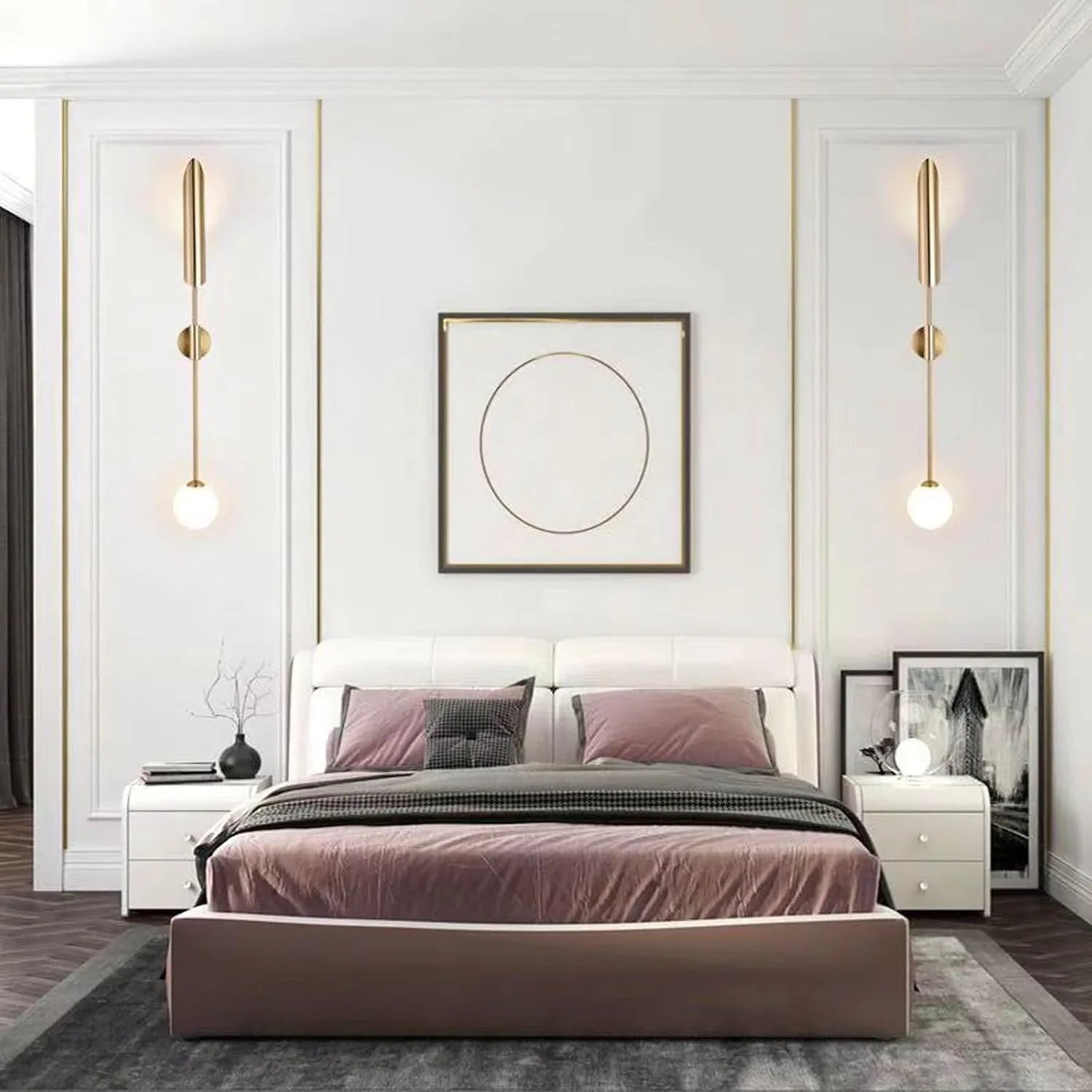 Audara-Gold Wall Light 33in LED Glass Sphere Wall Sconces Interior Living Room Accent Wall Wall Lamp Bedroom Bedside Bathroom Wall Mount Light Fixture
