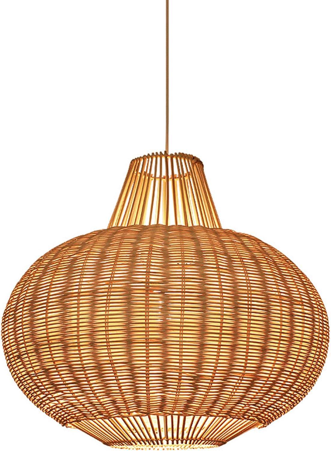 Audara-22in Woven Rattan Pendant Light Bohemian & Wabi-Sabi Style Multi-Functional Ceiling Light Fixture Suitable for Bedrooms, Hotels, Study Rooms, Dining Areas, Entryways, and More Retro Lamp