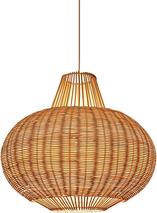 Audara-22in Woven Rattan Pendant Light Bohemian & Wabi-Sabi Style Multi-Functional Ceiling Light Fixture Suitable for Bedrooms, Hotels, Study Rooms, Dining Areas, Entryways, and More Retro Lamp