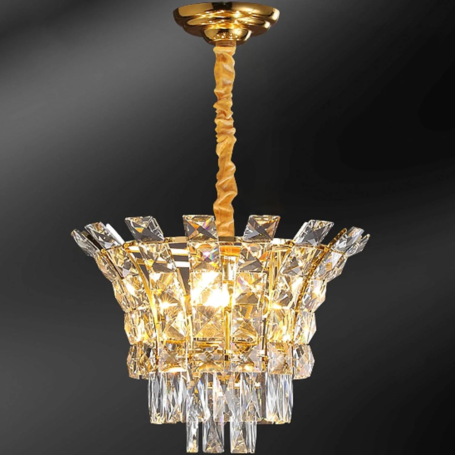 Audara-16-inch Crystal Chandeliers European Modern-Style Chandeliers for Living Rooms Suitable for Bedrooms, Studies, Hotels, Kitchens, and Island Ceiling Lights Glass Chandelier