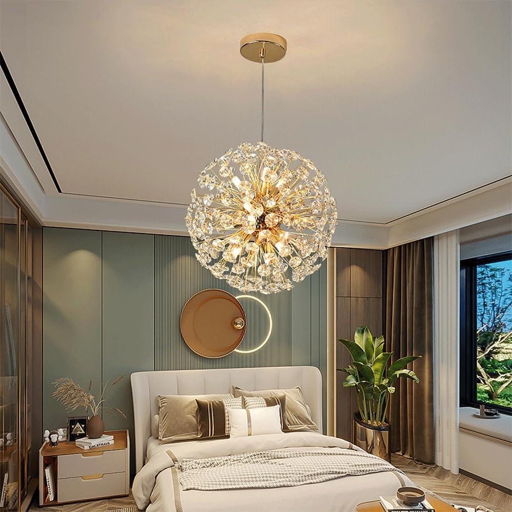 Audara-24-inch Spherical Crystal Chandeliers Can Be Installed in Various Spaces Such As Bedrooms, Hotels, and Kitchen Islands. Glass Round Chandelier for Living Room in Minimalist European Style.