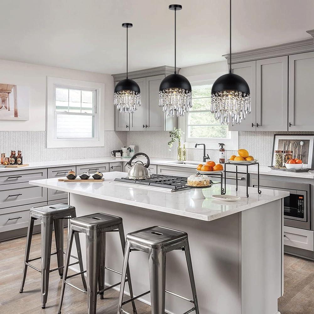 Audara-Crystal Pendant Light, 8-inch Creative Mini Pendant Lights, Suitable for Modern Minimalist, Bohemian, and European Styles, Ideal for Bedrooms, Hotel Kitchens, Islands, Entryways, Etc.