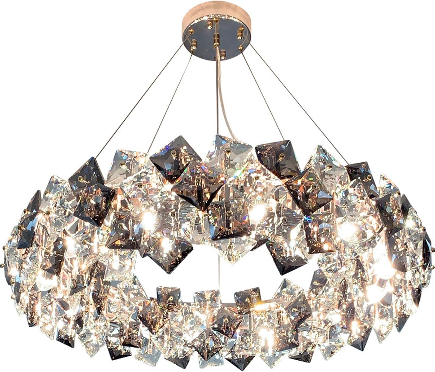 Audara-16-inch Crystal Chandeliers Suitable for Various Spaces Such As Bedrooms, Hotels, and Kitchen Islands Semi-Flush Mount Small Chandeliers for Living Rooms