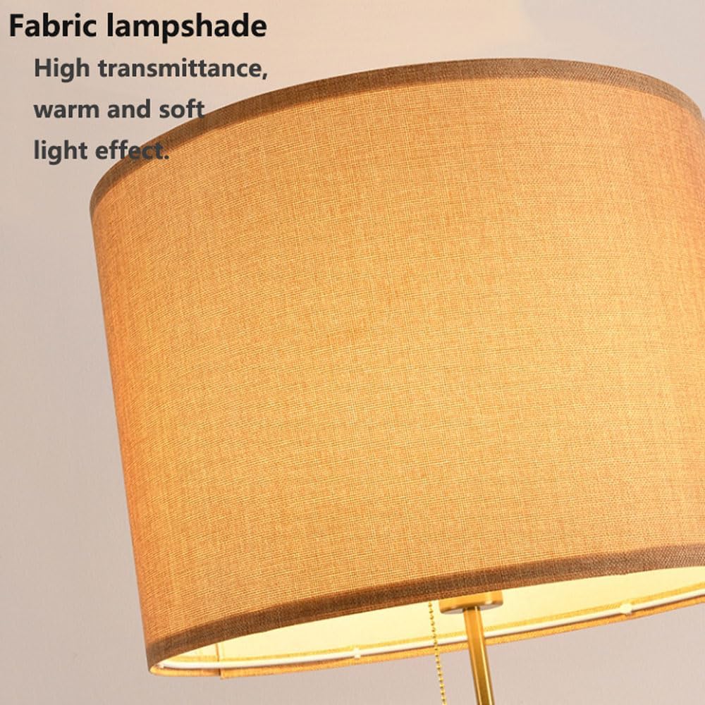 Audara-Retro Elegant Walnut Floor Lamp E26 Remote Control Infinitely Dimmable H62.6’ Fabric Standing Lamp Corridor Sofa Beside Living Room Torchiere Villa Old Castle Decoration Lighting Fixture