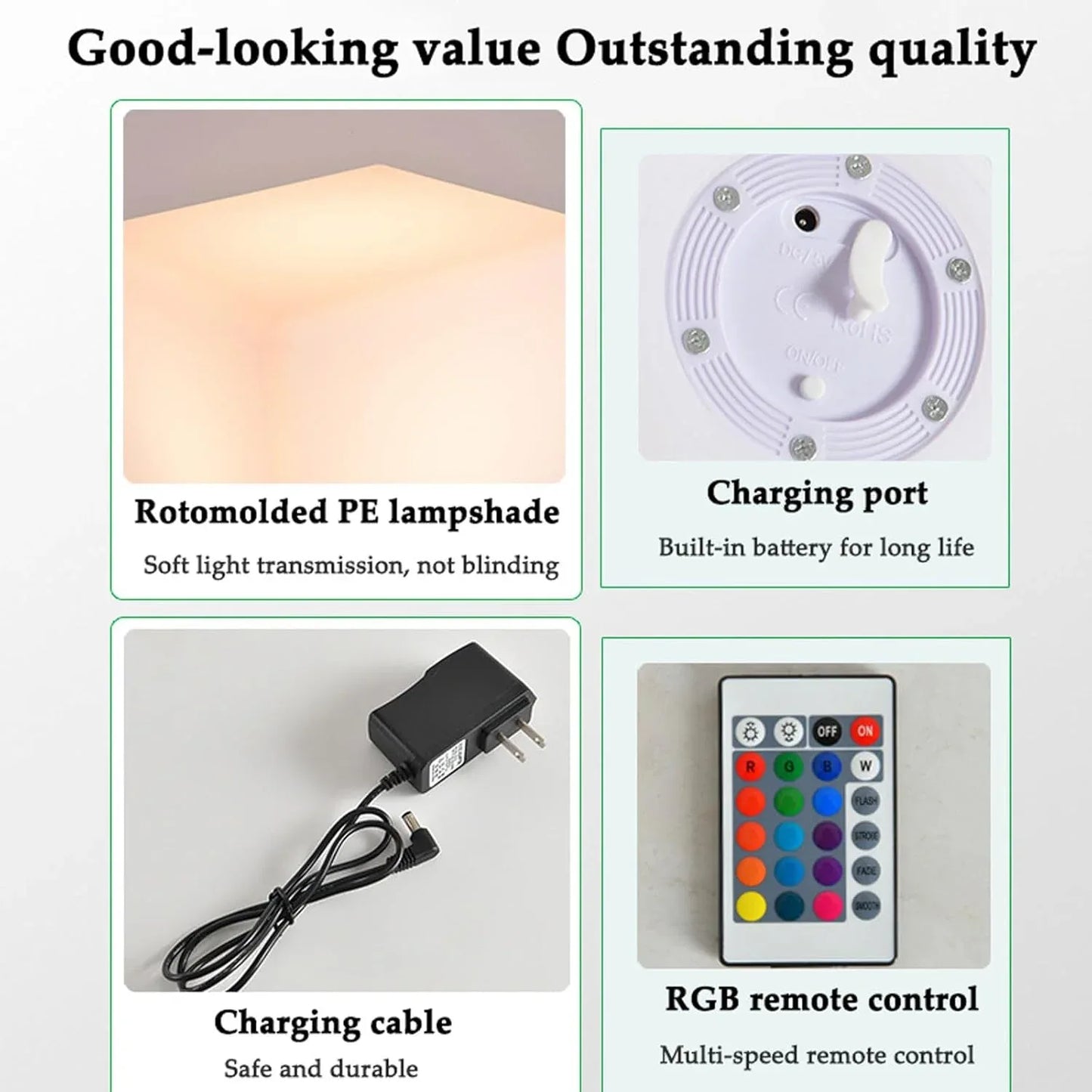 Audara-Creative Ambiance Rectangle Indoor Outdoor Floor Lamp White RGB Remote Dimming Study Office Standing Lamp Bedroom Living Room Balcony Torchiere Villa Restaurant Decoration Lighting Fixture