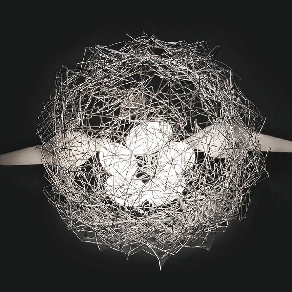 Audara Creative Art 2 Birds Bird Nest Shape Aluminum Pendant Light 5/8 Light Source Bedroom Study Dining Room Hanging Lamp Warm Living Room Kitchen Island Chandelier Farmhouse Rustic Lighting Fixture