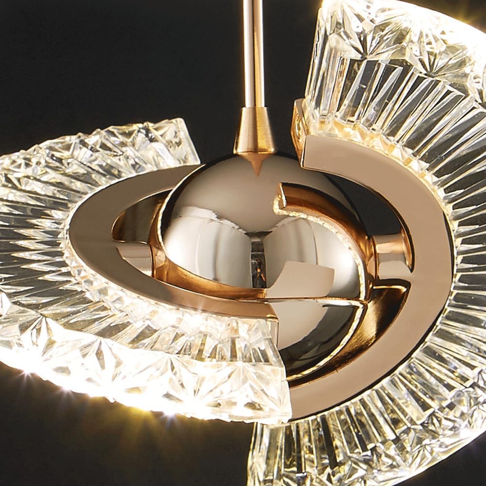 Audara-7-inch Crystal Chandeliers with Fan-Shaped Glass and Gold Spheres. A Simple, Modern Small Chandelier Suitable for Bedrooms, Study Rooms, Hotels, Kitchen Islands, and Ceiling Light Chandelier.