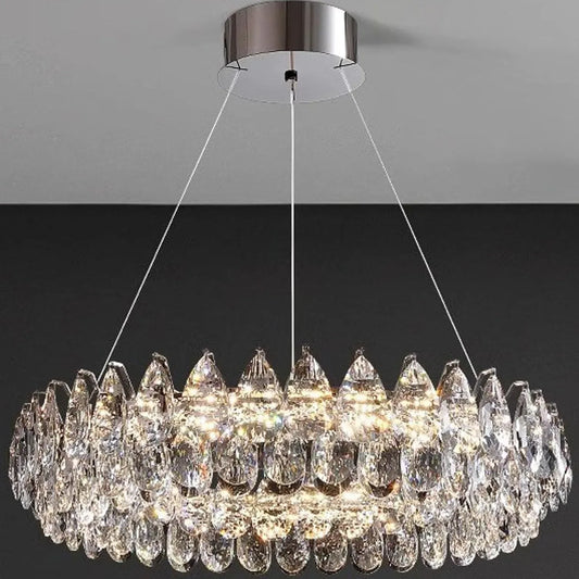 Audara-20-inch Crystal Chandeliers Chandeliers Suitable for Installation in Living Rooms, Bedrooms, Hotels, and Other Spaces Semi-Flush Mount Chandelier for Living Rooms Round Chandelier