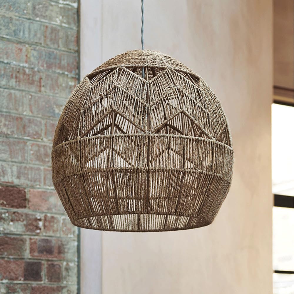 Audara-16-inch Woven Pendant Light Metal Frame Paired With Jute Rope Rustic Yet Sophisticated Appearance Retro Without Appearing Old-fashioned Bohemian, Wabi-sabi, Tropical—a Multi-style Ceiling Light