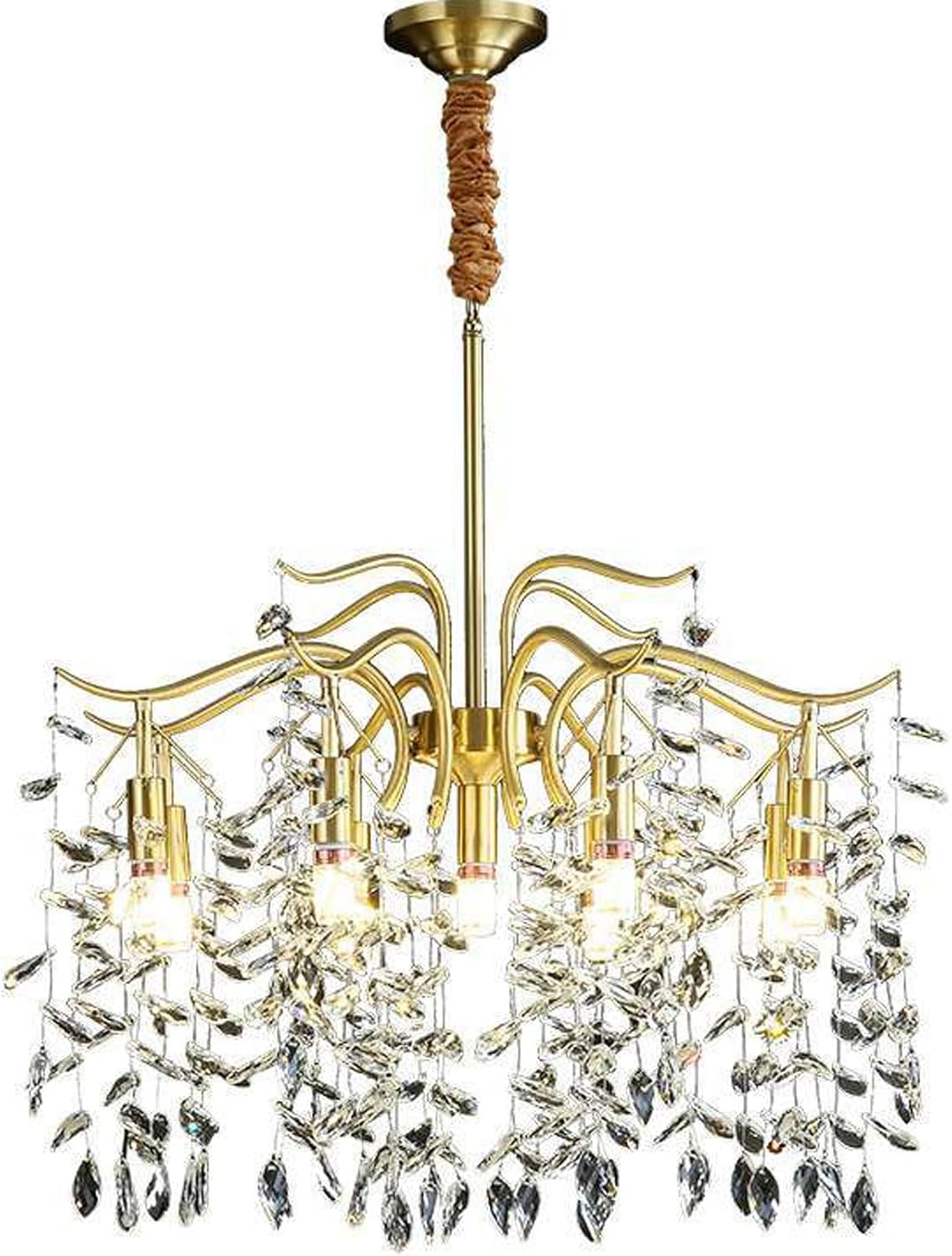 Audara-32-inch Crystal Chandeliers European Modern-Style Chandeliers for Living Rooms Suitable for Bedrooms, Studies, Hotels, Kitchens, and Island Ceiling Lights Brass Chandelier