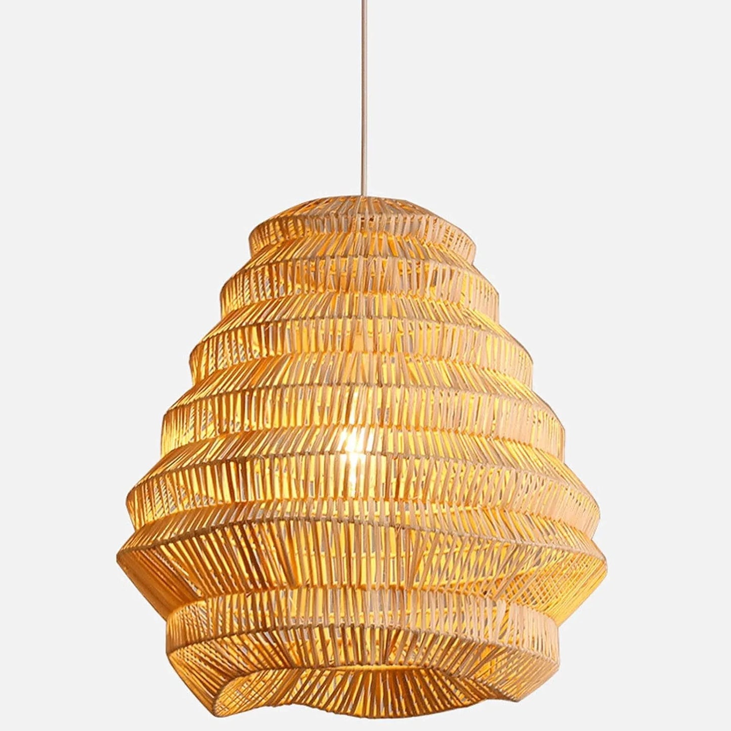 Audara-13in Woven Pendant Light Metal Frame Paired with Rattan Material Fresh and Elegant Appearance Retro Without Appearing Old-Fashioned Bohemian Ceiling Light Fixture