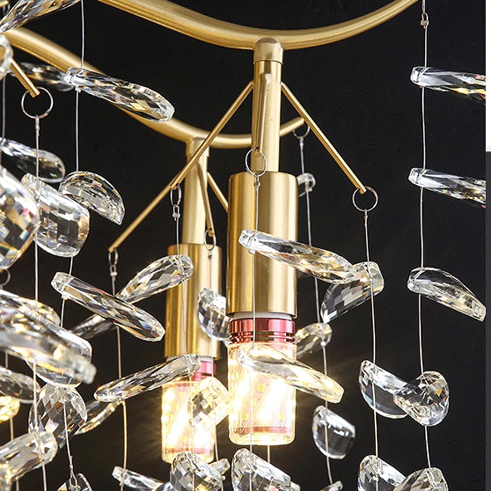 Audara-32-inch Crystal Chandeliers European Modern-Style Chandeliers for Living Rooms Suitable for Bedrooms, Studies, Hotels, Kitchens, and Island Ceiling Lights Brass Chandelier