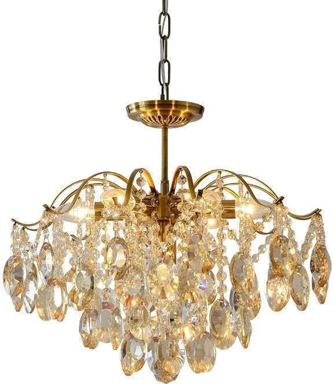 Audara-20-inch Crystal Chandeliers Chandeliers Suitable for Installation in Living Rooms, Bedrooms, Hotels, and Other Spaces Semi-Flush Mount Chandelier for Living Rooms Round Chandelier