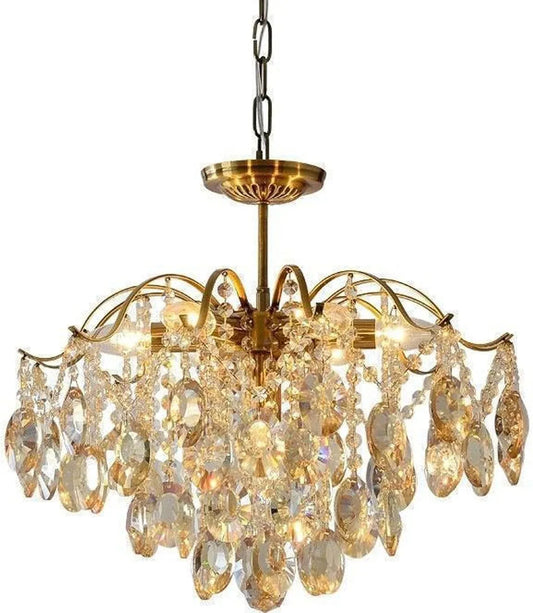 Audara-20-inch Crystal Chandeliers Chandeliers Suitable for Installation in Living Rooms, Bedrooms, Hotels, and Other Spaces Semi-Flush Mount Chandelier for Living Rooms Round Chandelier