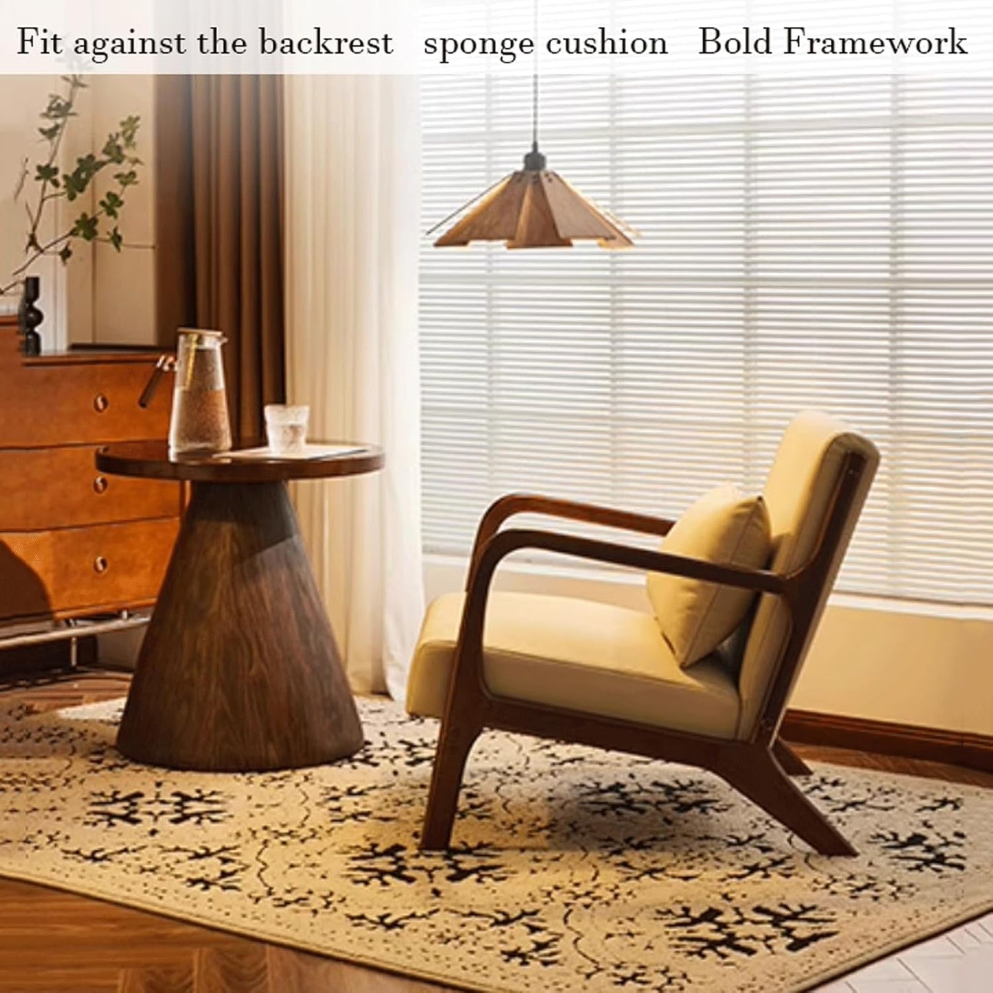 Audara-31 inch Khaki Leather Oversized Accepted Chair, Single Casual Wing Back Chairs with arms Walnut Frame Sofa, Strong Load-Bearing Suitable for Living Rooms, homestays, Negotiation and Reception