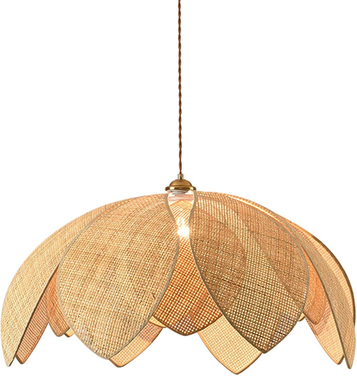 Audara-26in Woven Pendant Light Rattan Bohemian Wabi-Sabi Tropical Multi-Style Ceiling Light Fixture Suitable for Bedrooms, Hotels, Study Rooms, Dining Areas, Entryways, and More Retro Lamp