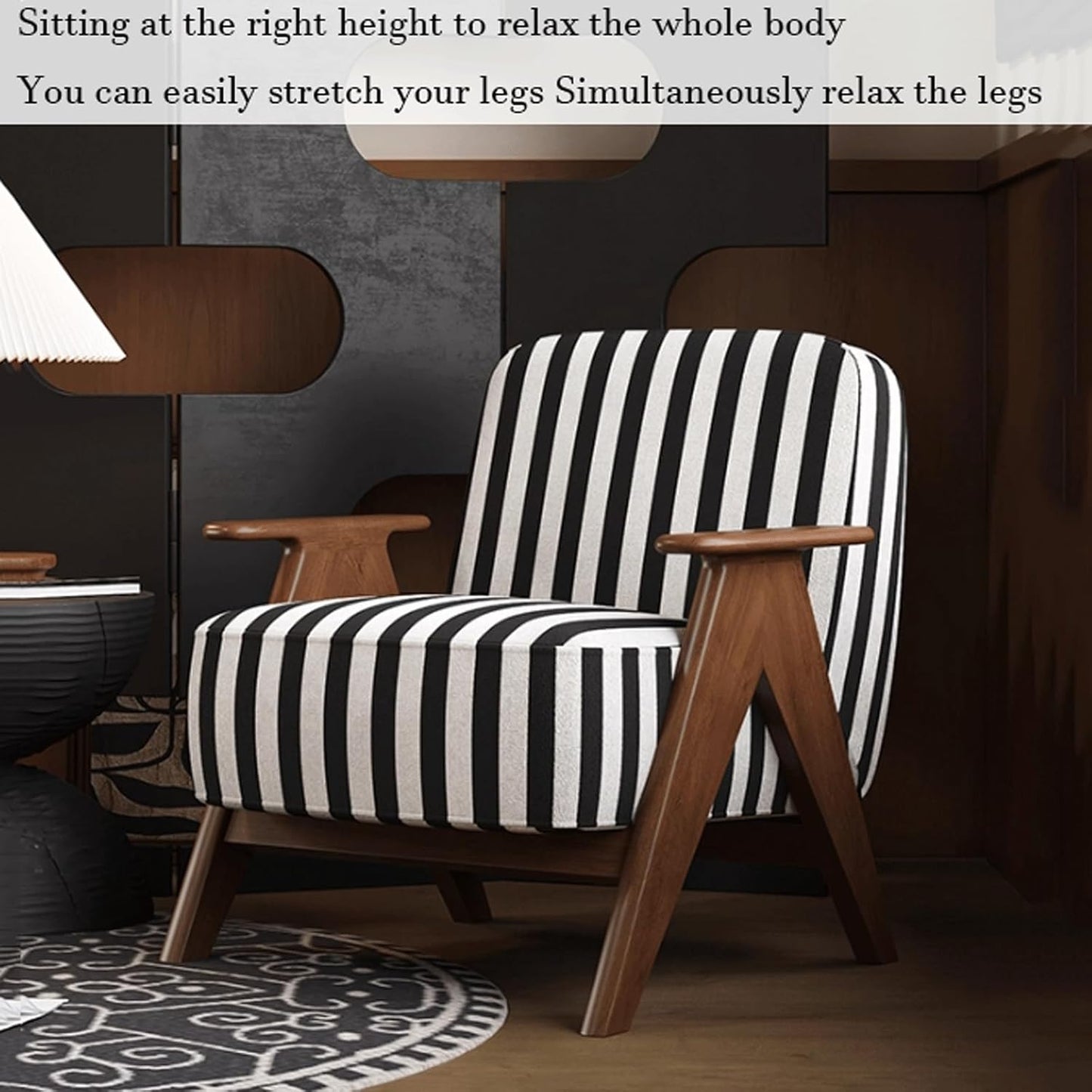 Audara-Deep Blue Soft Cushion Living Room, Casual Arm Chair, 30 Inch Thick Backrest, Single Bench, Spring Cushion Inside, Living Room Furniture Suitable for Balcony, Study Room, Hotel