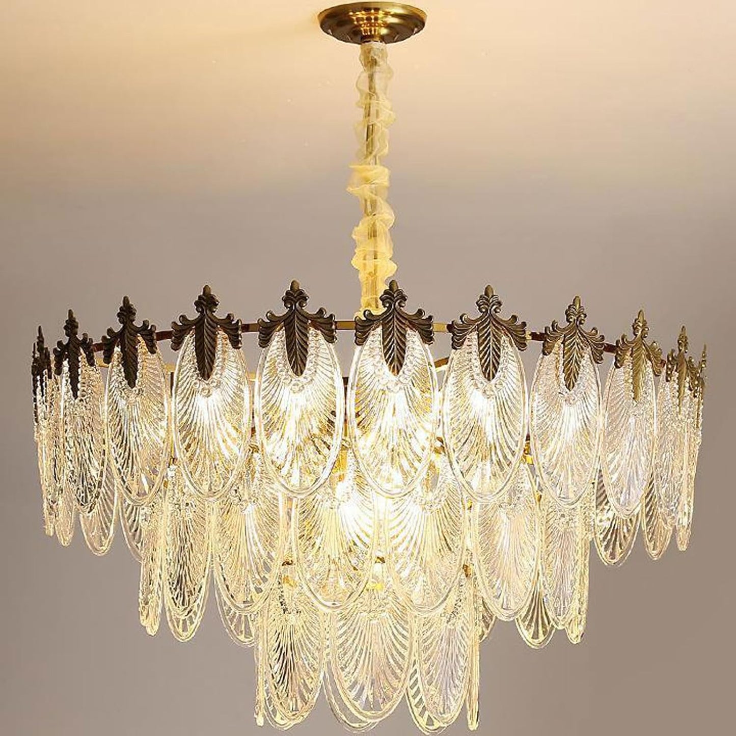 Audara-32-inch Crystal Chandeliers Round-Shaped European Modern Chandeliers Suitable for Living Rooms, Bedrooms, Studies, Dining Rooms, Hotels, Kitchens, and Island Ceiling Lights