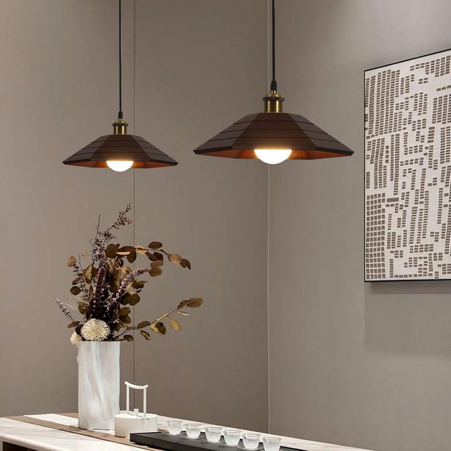 Audara-Creative Eaves Wooden Pendant Light 13in Living Room Hallway Balcony Hanging Lamp Dual Color Available Bedroom Study Room Decor Chandeliers B&B Tea Room Lighting Fixtures