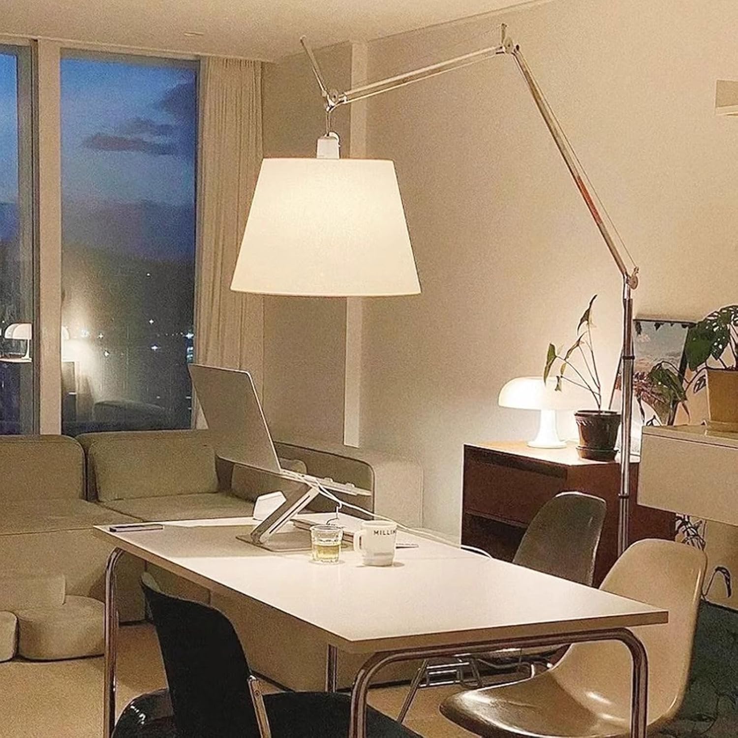 Audara-Creative Adjustable Cantilever Aluminum Floor Lamp 3 Color Dimming E26 Study Office Standing Lamp Showroom Farmhouse B&B Torchiere Restaurant Bedroom Lighting Fixture