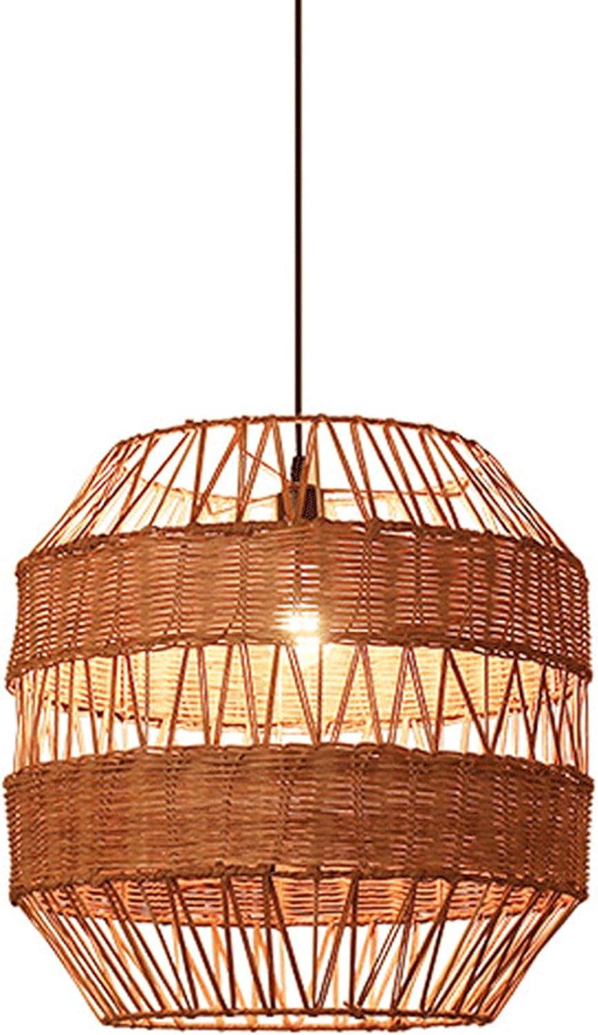 Audara-18in Woven Rattan Pendant Light Bohemian & Wabi-Sabi Style Multi-Functional Ceiling Light Fixture Suitable for Bedrooms, Hotels, Study Rooms, Dining Areas, Entryways & More Retro Lamp