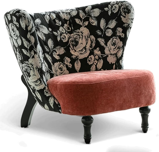 Audara-Floral Fabric Leisure Single Sofa Chair 34 Inch Small-Sized Compact Living Room Chairs with Wrap Around Wingback Chair Furniture Suitable for Bedrooms, Offices, and Hotels
