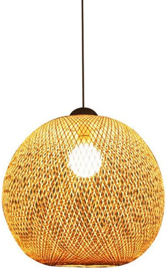 Audara-16in Bamboo Woven Pendant Light Bohemian Wabi-Sabi Multi-Style Ceiling Light Fixture Retro Lamp Suitable for Bedrooms, Hotels, Study Rooms, Dining Areas, Entryways, and More