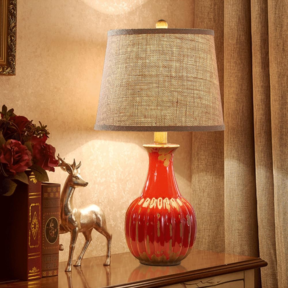Audara-American Vintage Bedroom Study Living Room Desk Light European Style Fabric Ceramic Desk Lamp Office Wedding Wall Table Lamp Mall Hotel Front Desk Coffee Shop Lighting Fixture