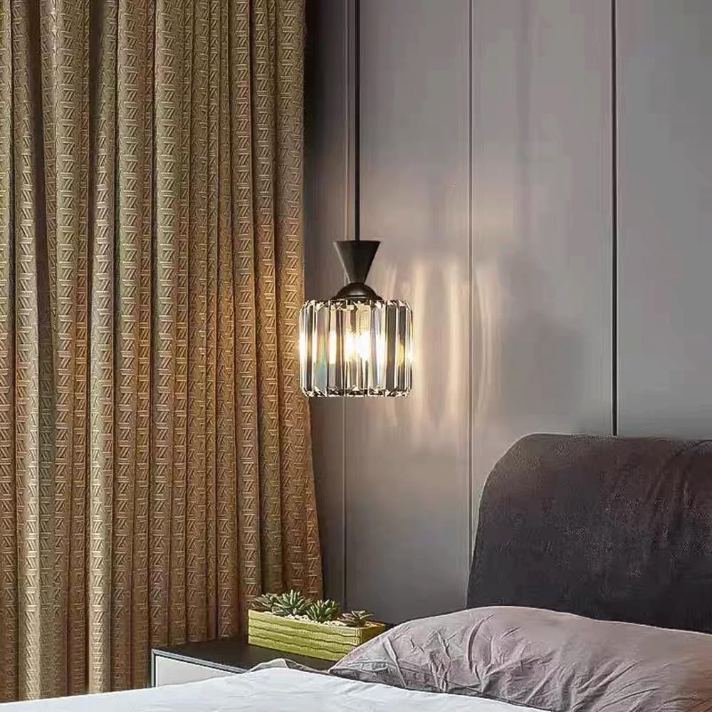 Audara-Crystal Pendant Light, 6 Inches, Small Decorative Pendant Light, Modern And Light Luxury Style, Suitable For Lighting In Various Places Such As Bedrooms, Hotels, Restaurants, Kitchen Islands, E