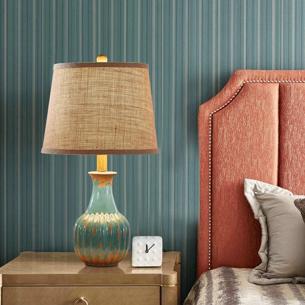 Audara-American Vintage Bedroom Study Living Room Desk Light European Style Fabric Ceramic Desk Lamp Office Wedding Wall Table Lamp Mall Hotel Front Desk Coffee Shop Lighting Fixture
