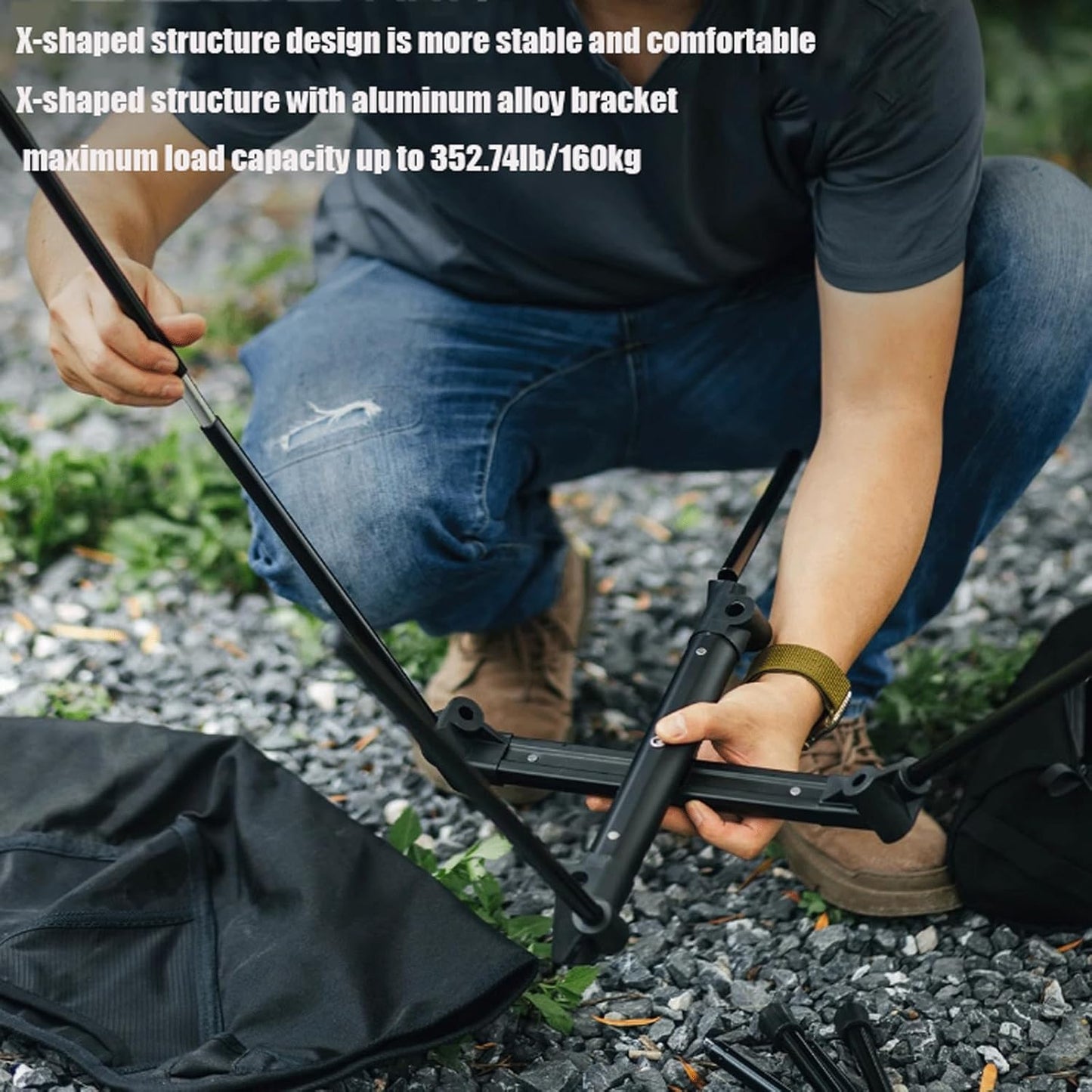 Audara-Lightweight and Comfortable Black Beach Chair Outdoor Camping Aluminum Alloy Ultra-Lightweight Dual-Purpose Folding Chair Khaki Suitable for Mountaineering and Hiking Camping Multi-Color Avail