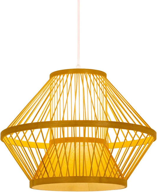 Audara-16-inch Boho Light Fixtures Ceiling Woven Pendant Light Crafted from Rattan and Faux Leather Fabric Suitable for Bedrooms, Hotels, Studies, and Various Spaces Pendant Chandelier