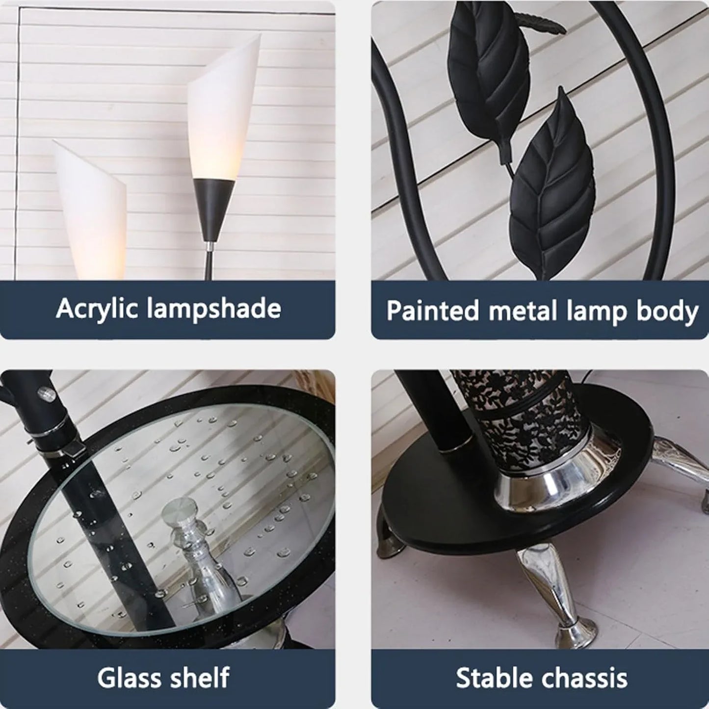 Audara-Creative Simple Living Room by Sofa Floor Lamp Light Luxury Retro with Coffee Table Metal Glass Standing Lamp 2 Light Source E26 H66.14in Study Room Bedroom Torchiere Rustic Lighting Fixture