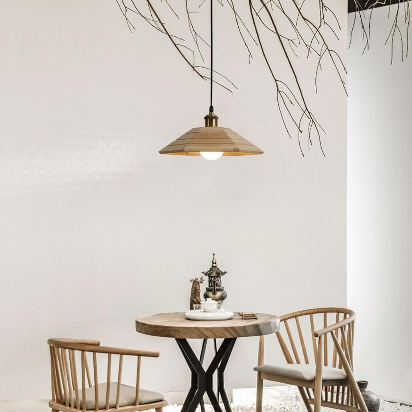 Audara-Creative Eaves Wooden Pendant Light 13in Living Room Hallway Balcony Hanging Lamp Dual Color Available Bedroom Study Room Decor Chandeliers B&B Tea Room Lighting Fixtures