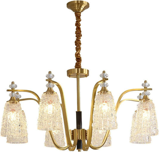Audara-33-inch Crystal Chandeliers with 8 Light Heads European Modern-Style Chandeliers for Living Rooms Suitable for Bedrooms, Studies, Hotels, Kitchens, and Island Ceiling Lights Brass Chandelier