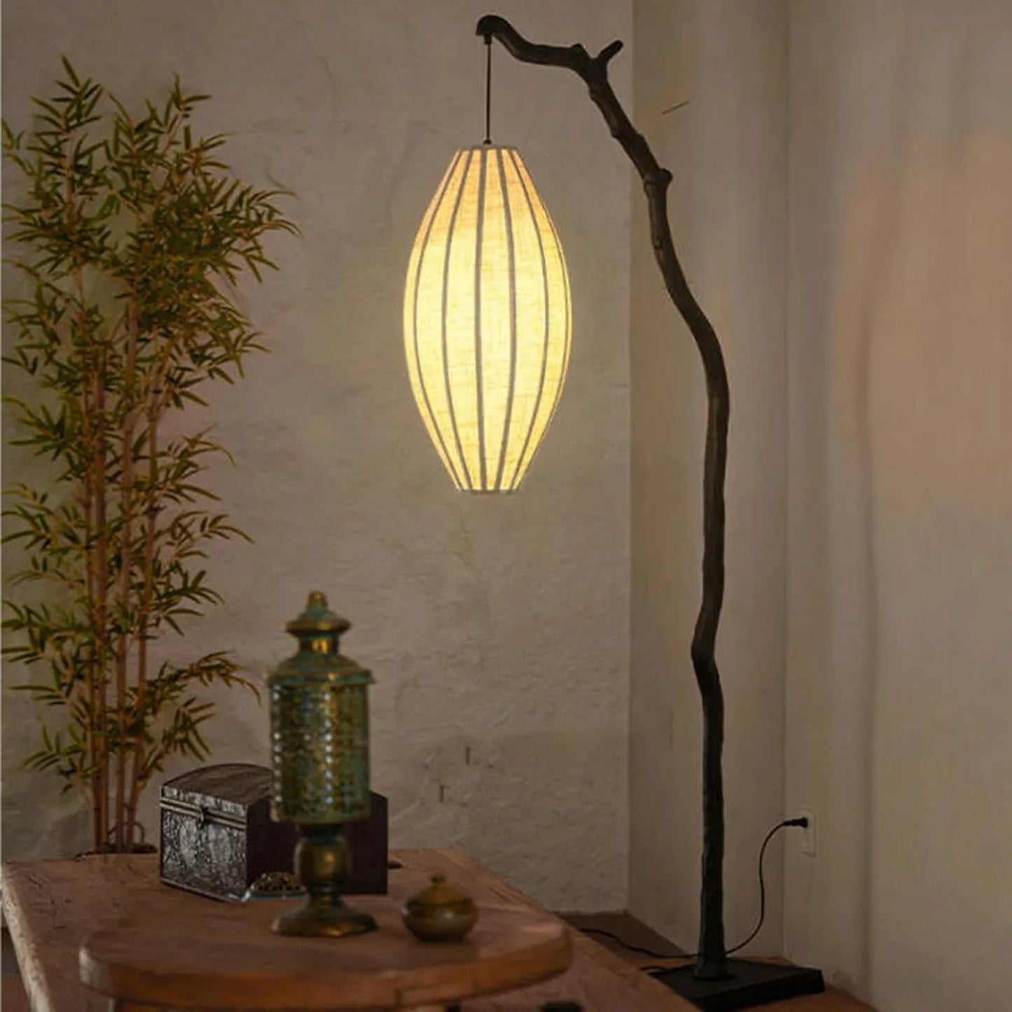 Audara-New Chinese Dendritic Tree Branch Shape Resin Fabric Floor Lamp Zen E26 3 Color Dimmer H68.9in Living Room Standing Lamp Bedroom Study Room Torchiere Villa Lighting Fixture