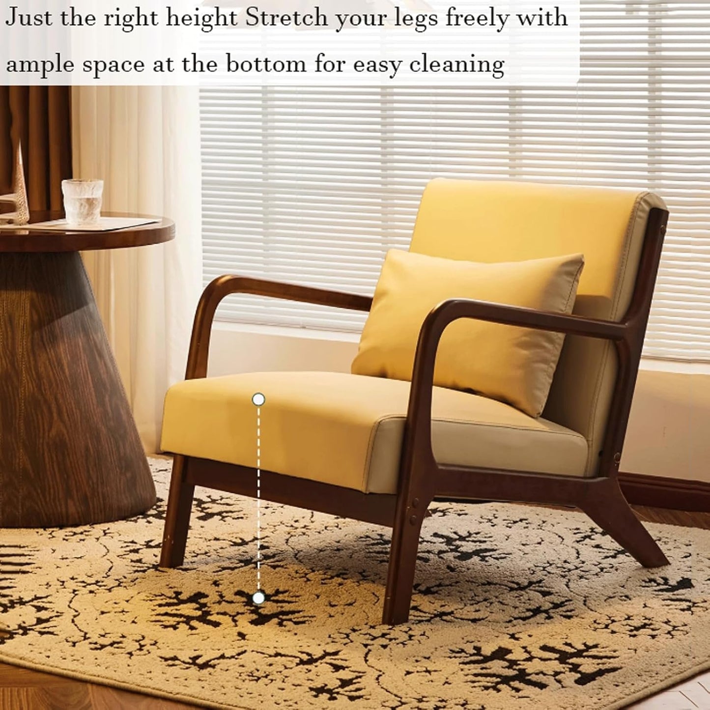 Audara-31 inch Khaki Leather Oversized Accepted Chair, Single Casual Wing Back Chairs with arms Walnut Frame Sofa, Strong Load-Bearing Suitable for Living Rooms, homestays, Negotiation and Reception