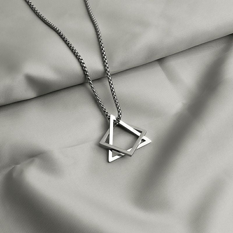 Audara Geometric Titanium Steel Necklace – Minimalist Triangle & Square Pendant Chain for Men & Women | Hypoallergenic Sweater Chain | Trendy Unisex Jewelry Gift Product Description
